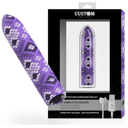 CUSTOM BULLETS RECHARGEABLE BULLET SNAKE LILAC 10 INTENSITIES