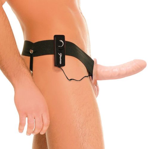 FETISH HOLLOW VIBRATOR HARNESS FOR HIM AND HER NATURAL 14CM