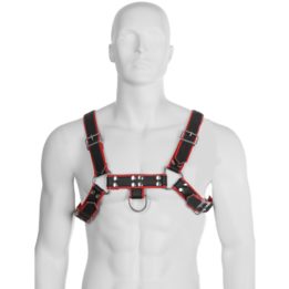 LEATHER BODY CHAIN HARNESS III BLACK / RED
